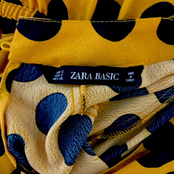 Zara High Neck Mustard & Black Polka Dot Blouse- Small - Picture 6 of 6